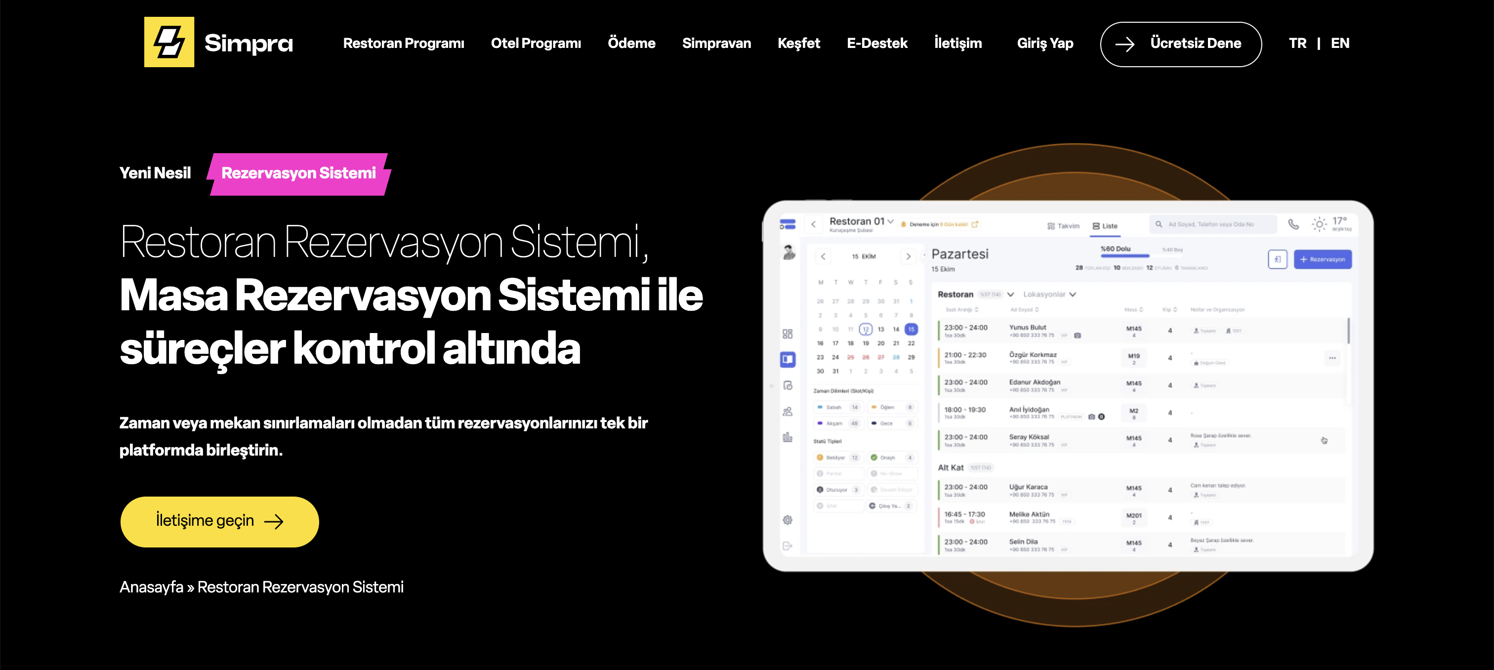 Restoran Rezervasyon Sistemi